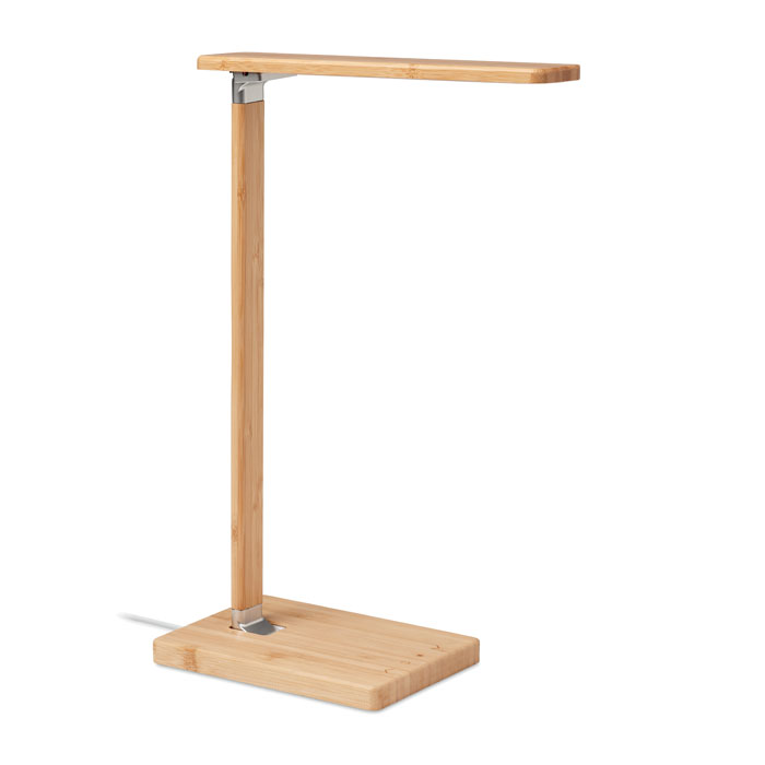 Składana bambusowa lampka z ładowarką 10 W — Naturalny bambus