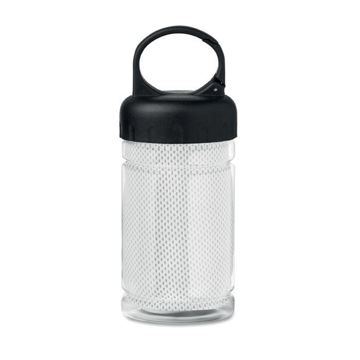 Ręcznik sportowy w butelce PET — 30 × 80 cm — Biały