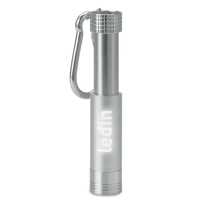 Mini latarka LED z brelokiem — Srebrny