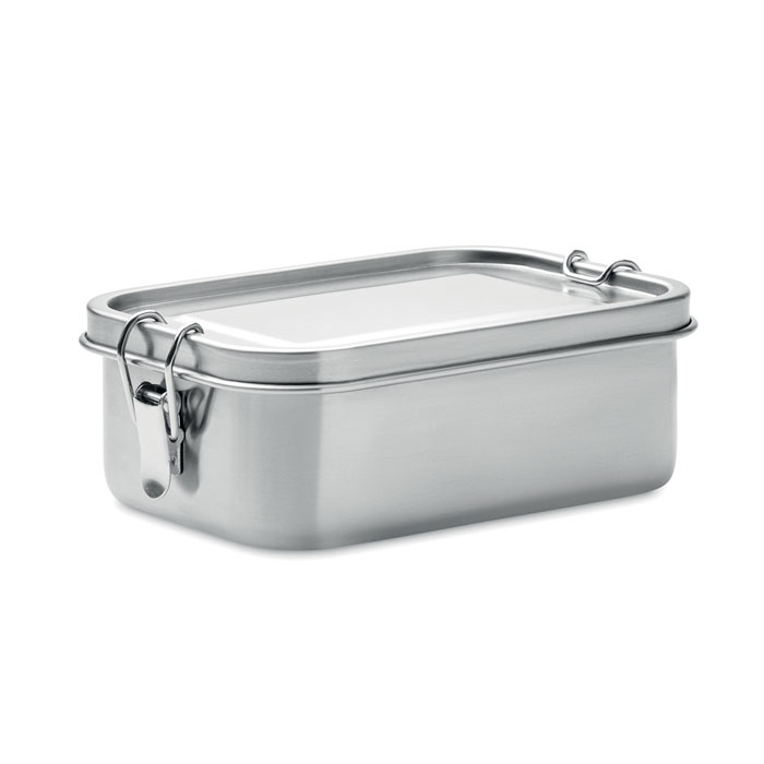 Stalowy lunchbox z bocznymi klamrami — 750 ml — Srebrny matowy