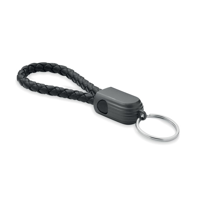 Pleciony brelok z kablem USB-C 60 W — Czarny