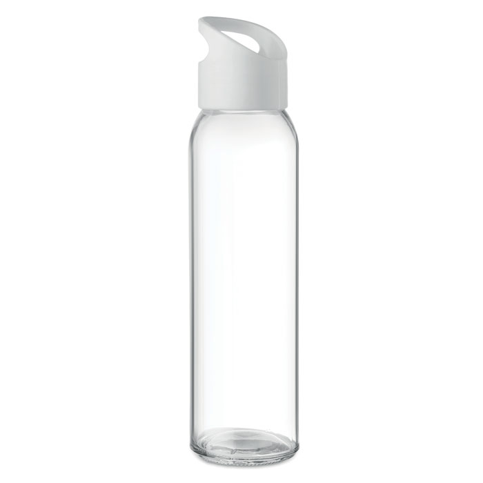 Butelka szklana z pokrywką PP i uchwytem — 470 ml — Biały