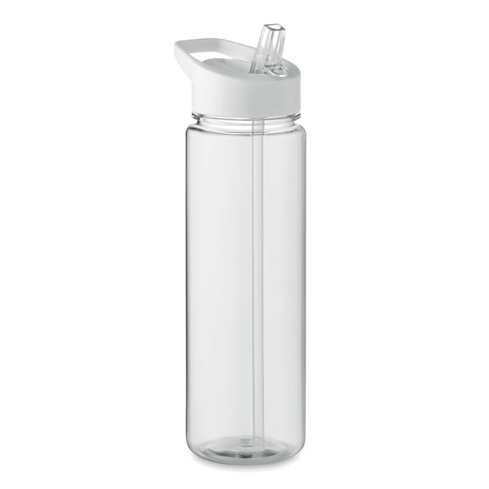 Butelka RPET ze słomką i klapką — 650 ml — biały