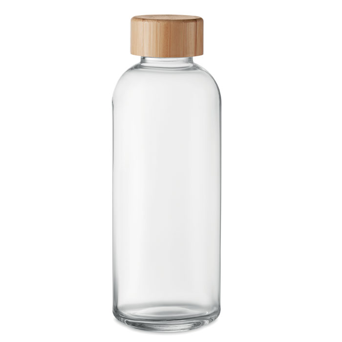 Butelka szklana z bambusową pokrywką — 650 ml — Przezroczysty