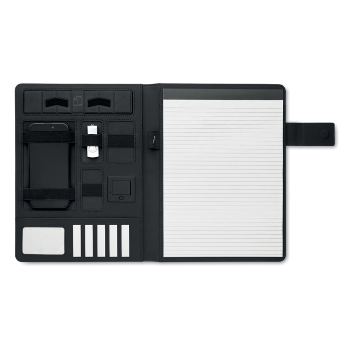 Teczka A4 z powerbankiem 5000 mAh i ładowarką 15 W — Czarny