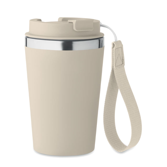 Kubek ze stali z recyklingu i PP — 350 ml — Beżowy