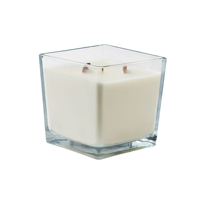 Świeca waniliowa z dwoma drewnianymi knotami — 1300 g — Przezroczysty
