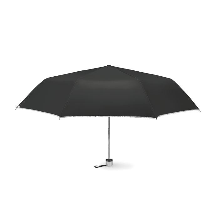 Parasol składany ze srebrną podszewką — 21″ — Czarny