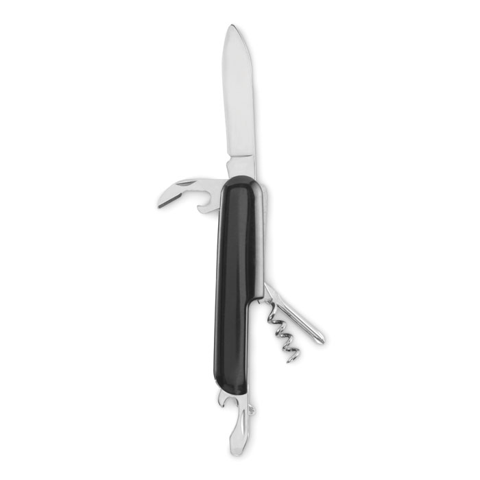 Scyzoryk z aluminium z recyklingu — 5 funkcji — Czarny
