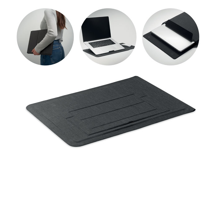 Pokrowiec na laptopa 16″ z RPET — podstawka i podkładka — Czarny