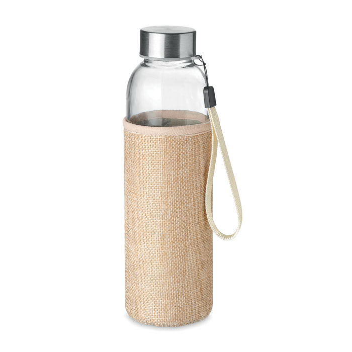 Butelka szklana w etui z mieszanką jutową — 500 ml — Beżowy