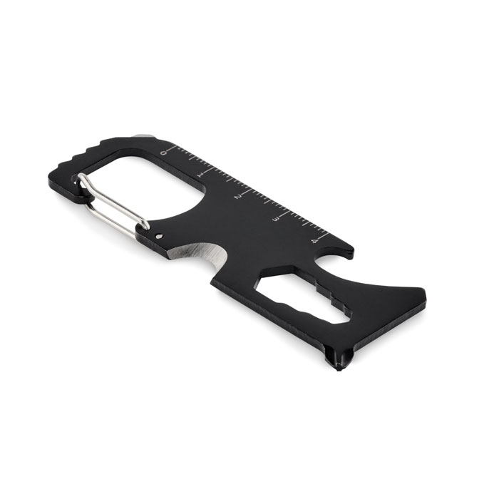Kieszonkowy multitool z brelokiem — 8 funkcji — Czarny