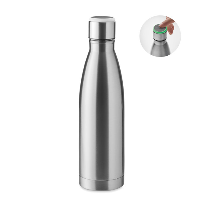 Butelka stalowa z przypomnieniem o nawodnieniu — 500 ml — Srebrny matowy