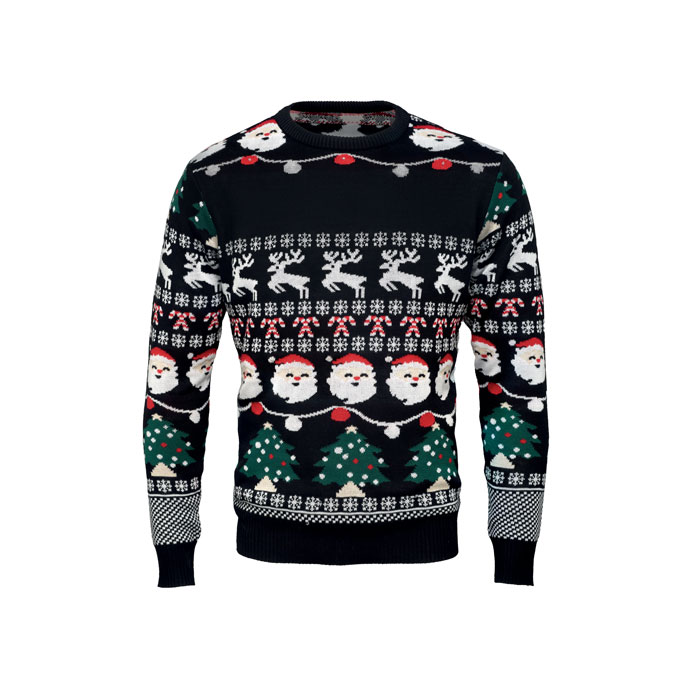 Świąteczny sweter z 10 lampkami LED — Czarny