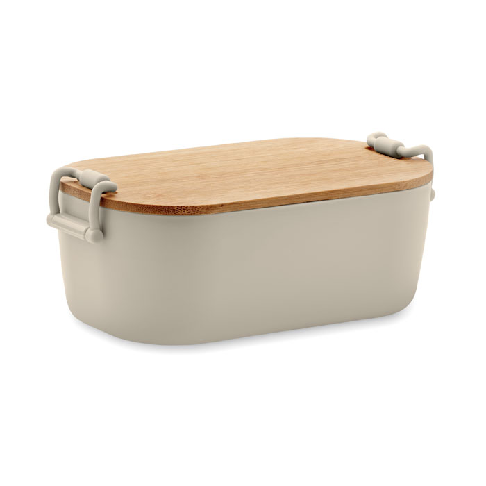 Lunchbox z bambusową pokrywką i klamrami — 700 ml — Beżowy