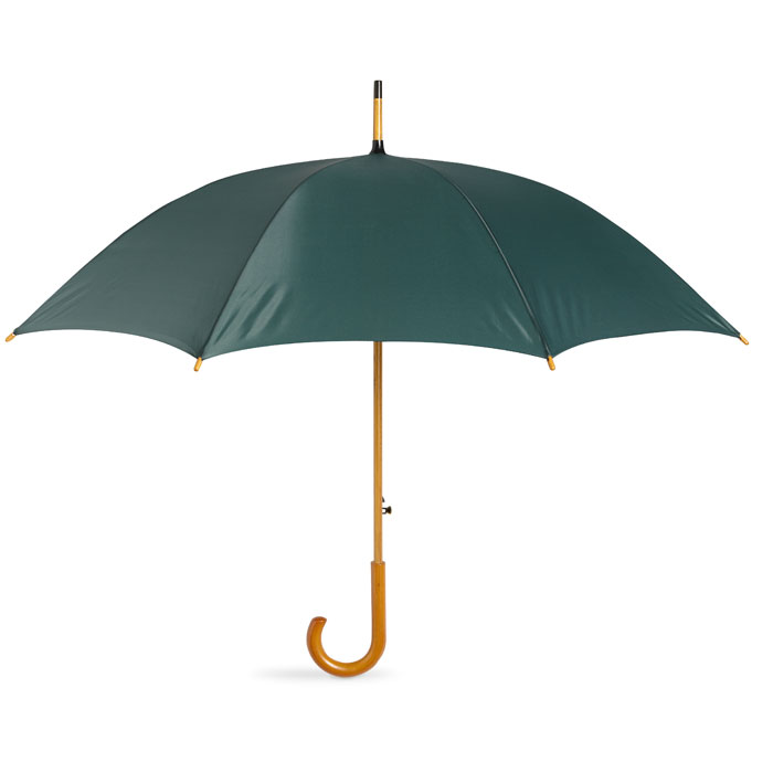 Parasol automatyczny z drewnianą rączką — 23,5″ — Zielony