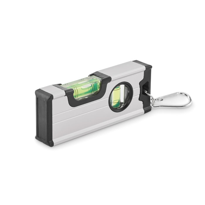 Mini magnetyczna poziomica z karabińczykiem — Srebrny