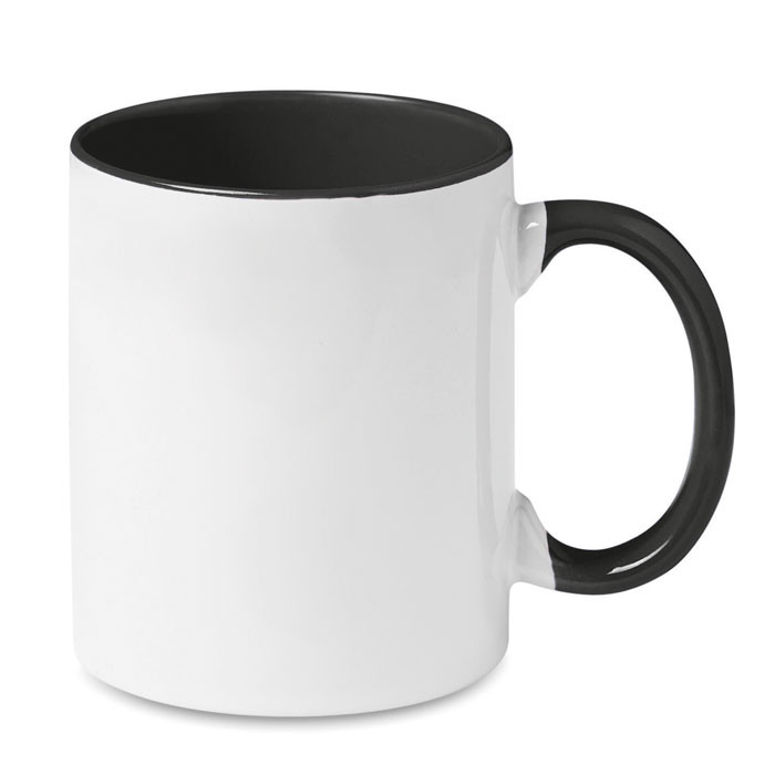 Kubek ceramiczny do sublimacji z kolorowym wnętrzem — 300 ml — Czarny