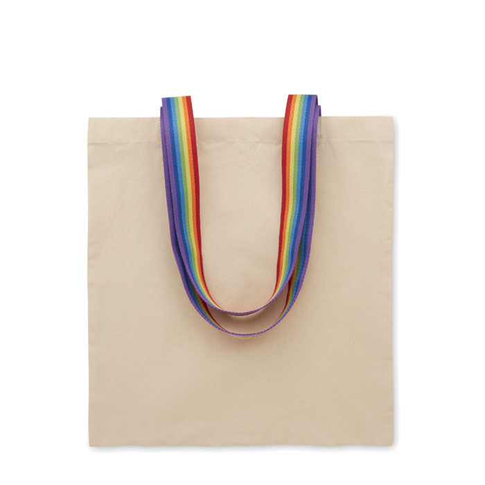 Torba bawełniana z tęczowymi uchwytami — 180 g/m² — Wielokolorowy