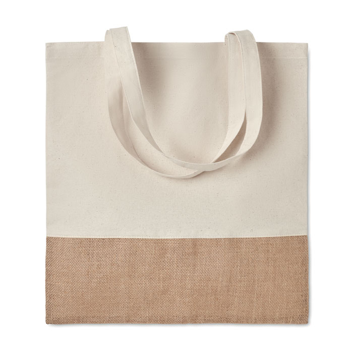 Torba bawełniana z elementami z juty — 160 g/m² — Beżowy