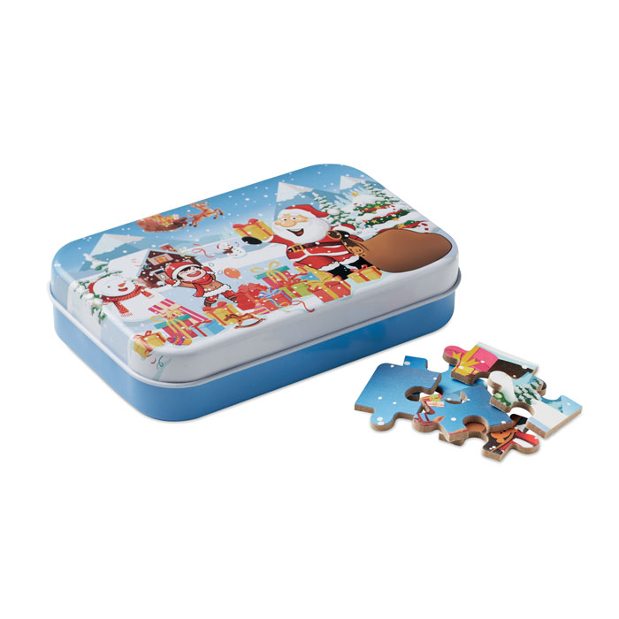 Świąteczne puzzle w metalowym pudełku — 60 elementów — Wielokolorowy