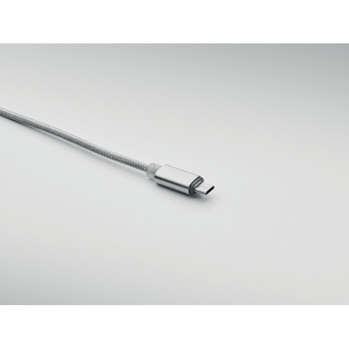 Długi kabel USB z aluminiowymi detalami — Srebrny