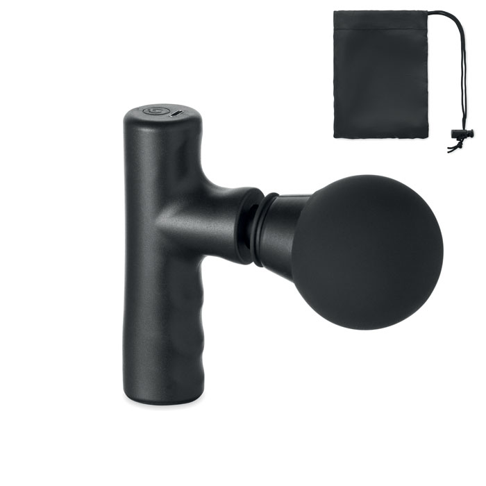 Pistolet do masażu z etui RPET — 1200 mAh — Czarny