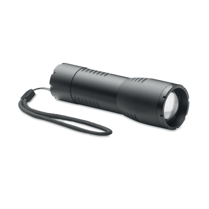 Aluminiowa latarka LED z zoomem — 200 lm — Czarny