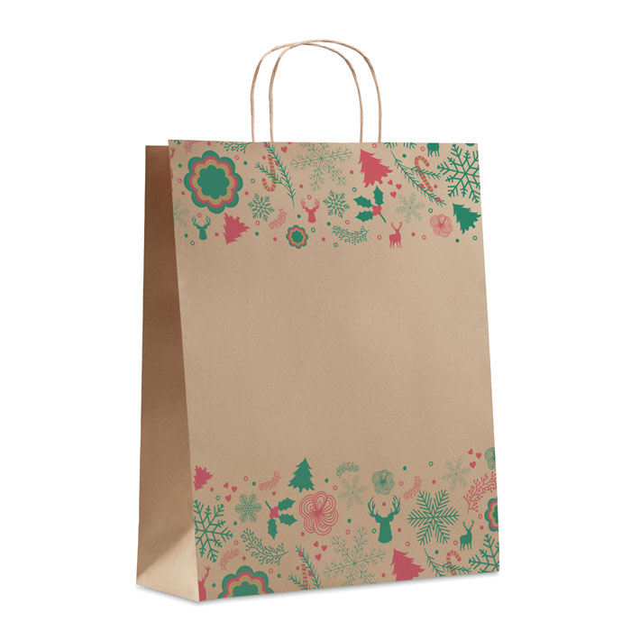 Świąteczna torba papierowa — duża, 90 g/m² — Beżowy