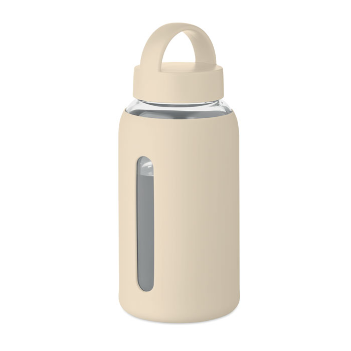 Butelka ze szkła borosilikatowego w silikonowym pokrowcu — 600 ml — Beżowy