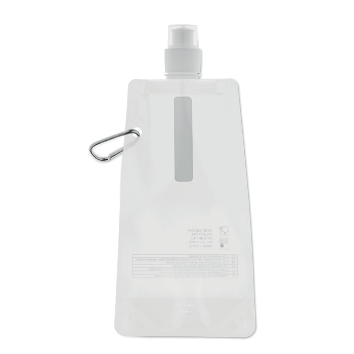 Składany bidon PET z karabinkiem — 480 ml — biały