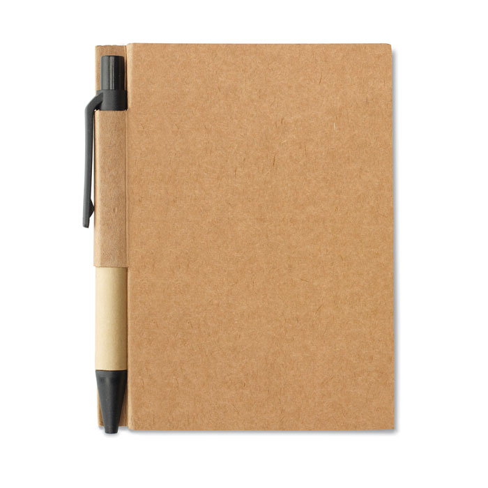 Mały notes z papieru z recyklingu i długopisem — Czarny