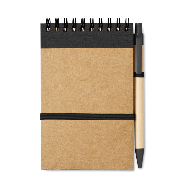 Notes A6 na spirali z długopisem — Czarny