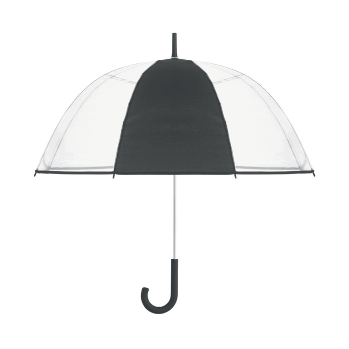 Przezroczysty parasol z panelem do nadruku — 23″ — Czarny