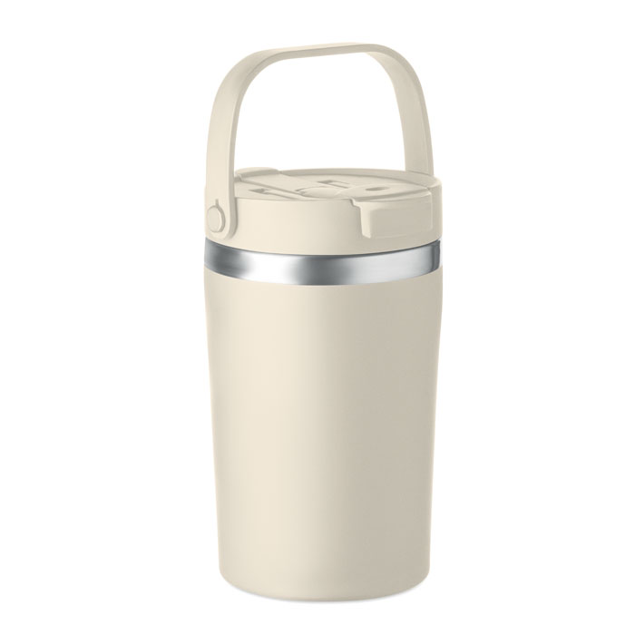Kubek ze stali z recyklingu z paskiem RPET — 350 ml — Beżowy
