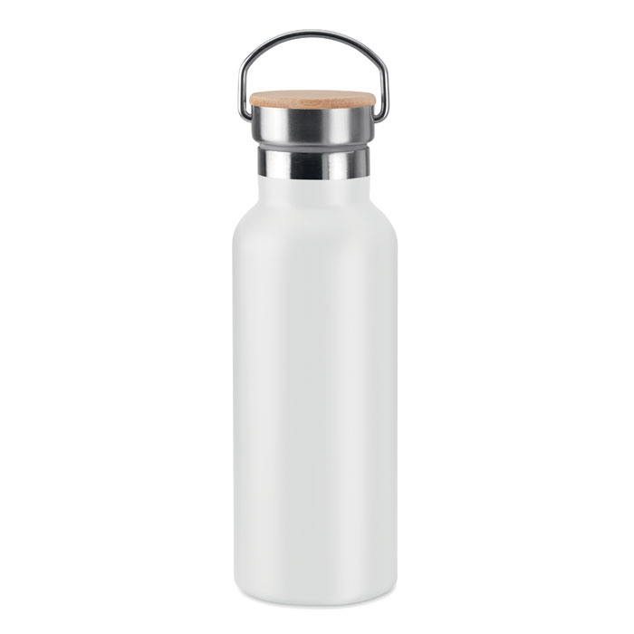 Termos z bambusową pokrywką — 500 ml — Biały