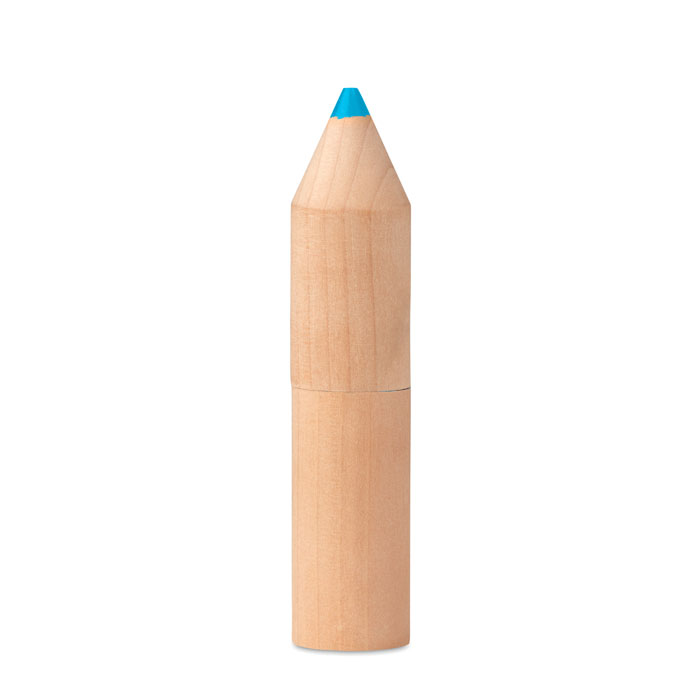 Zestaw 6 kredek w drewnianym etui — Drewno