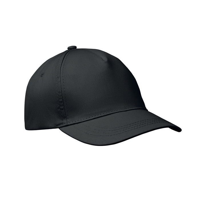Bawełniana czapka 5-panelowa — 160 g/m² — Czarny
