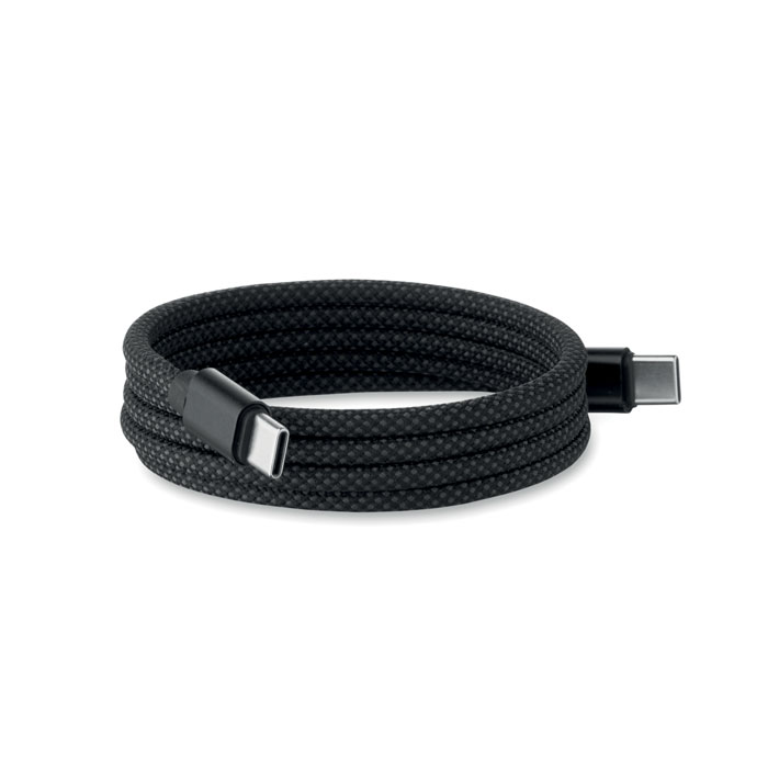 Magnetyczny kabel w oplocie 60 W — Czarny