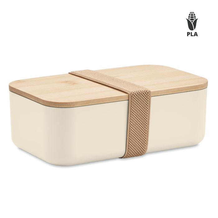 Lunchbox z PLA z bambusową pokrywką — 1000 ml — Beżowy