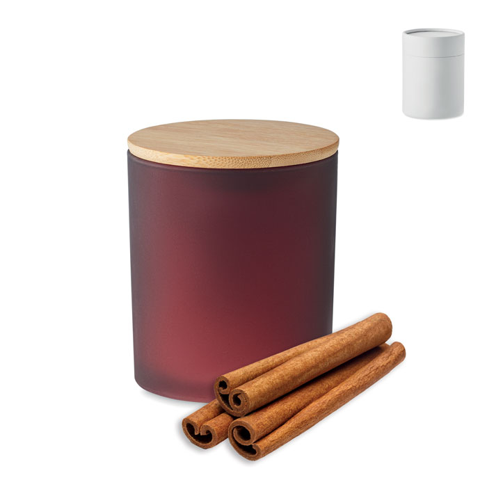 Świeca zapachowa z bambusową pokrywką — 120 g — Burgund