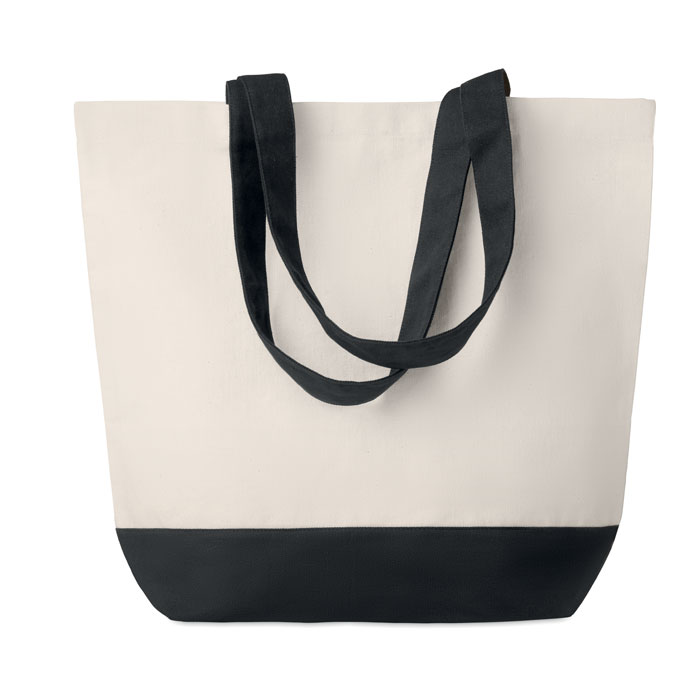Torba płócienna z kolorowymi detalami — 280 g/m² — Czarny