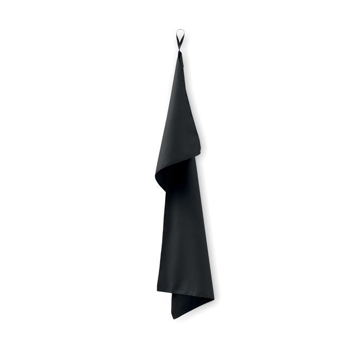 Lekki ręcznik z mikrofibry z uchwytem — 50 × 100cm — Czarny
