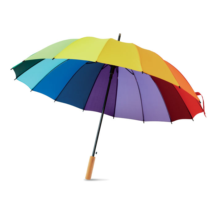 Tęczowy parasol automatyczny z 16 panelami — 27″ — Wielokolorowy