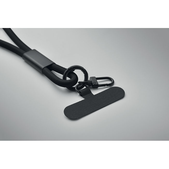 Smycz z kablem USB-C 60 W i klipsem — Czarny