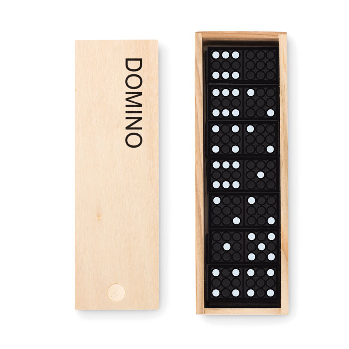 Domino w drewnianym pudełku — 28 elementów — Drewno
